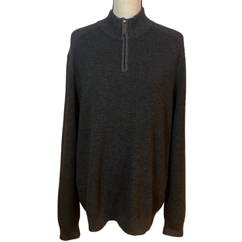 Ted Baker London Charcoal Half Zip Funnel Neck Sweater Sz-XL/6